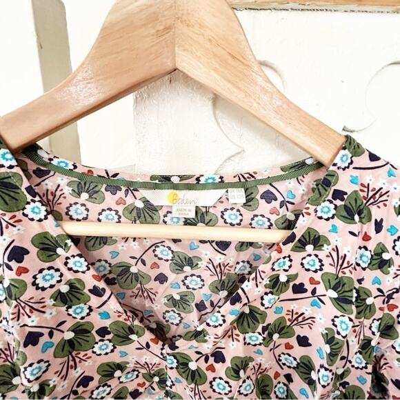 Boden Viola Pink Green Floral Print Long Sleeve V-Neckline Boho Top Blouse 10 - Picture 3 of 8
